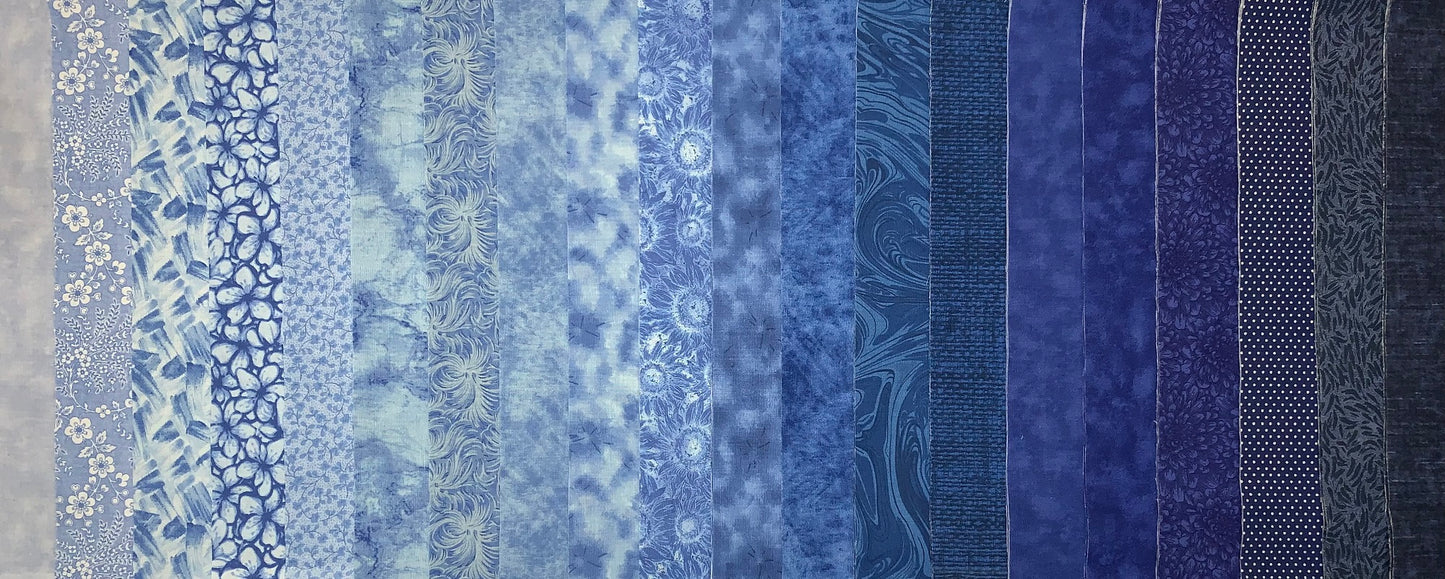 Blue Heaven II 2.5" Roll - 20 Fabrics, 20 Total Strips
