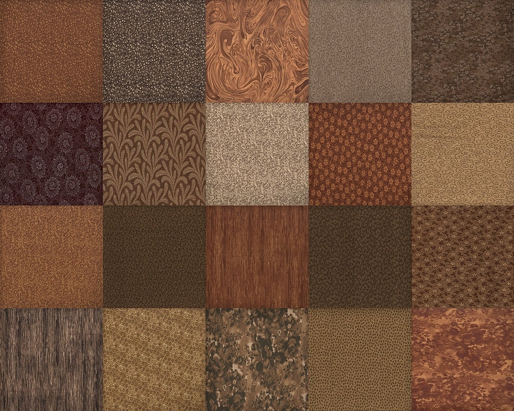 Chocolate/Toffee Fat Quarter Bundle - 20 Fabrics, 20 Total Fat Quarters