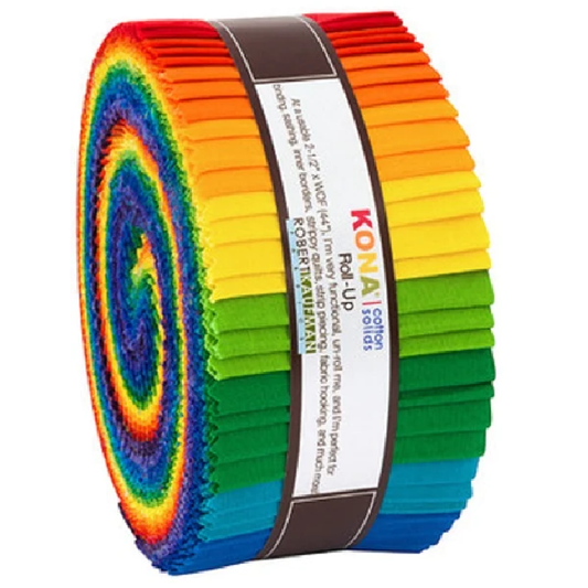 Robert Kaufman Kona Cotton Bright Rainbow Palette Roll-up - 40 Strip Roll
