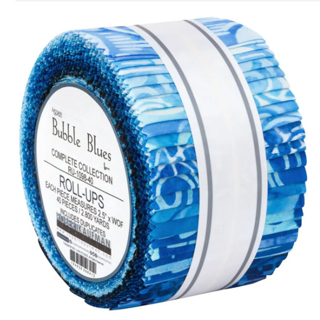 Robert Kaufman Artisan Batiks: Bubble Blues Roll-up - 40 Total Strips