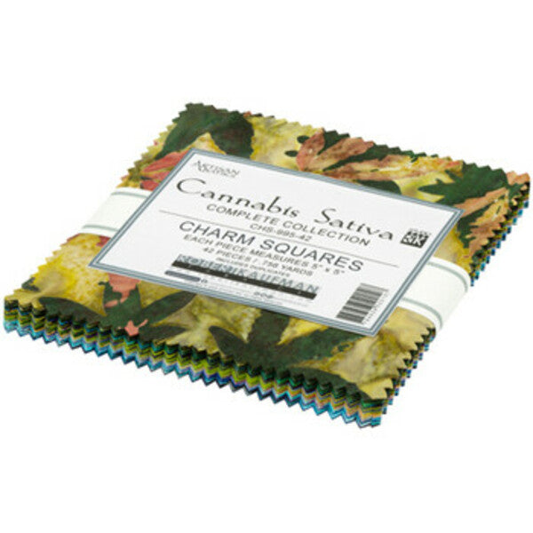 Charm Pack 5x5 Squares - Robert Kaufman "Cannabis Sativa" - 40 5" Squares