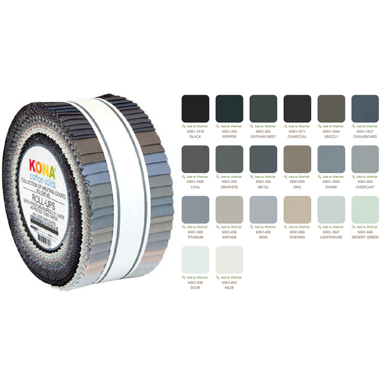 Robert Kaufman Kona Collection CF Neutrals Roll-up - 40 Strip Roll