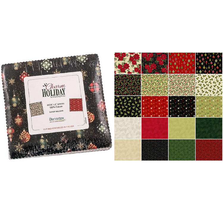 Charm Pack 5x5 Squares - Benartex Charm Holiday - 40 5" Squares