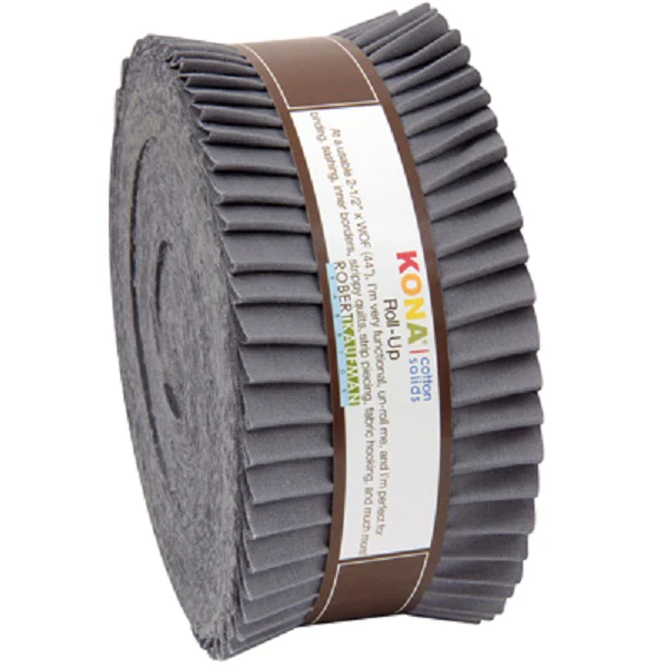 Robert Kaufman Kona Cotton Solid Coal Roll-up - 40 Strip Roll