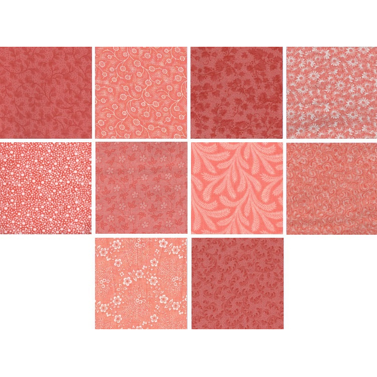 Charm Pack 5x5 Squares - Basic Colors Coral - 40 5" Squares