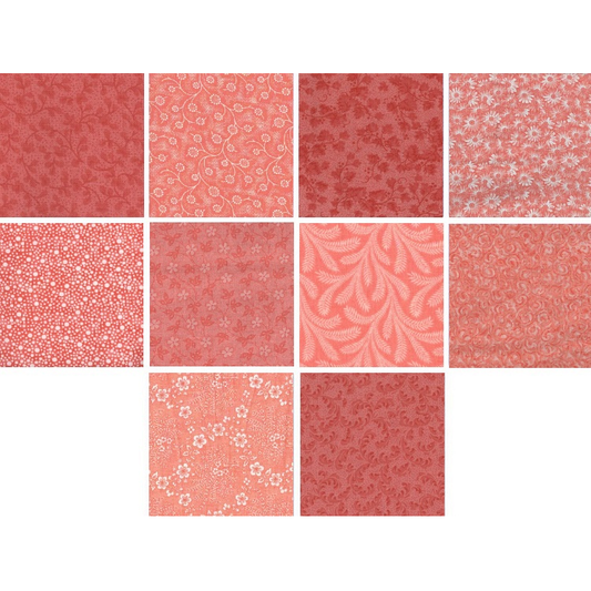Charm Pack 5x5 Squares - Basic Colors Coral - 40 5" Squares