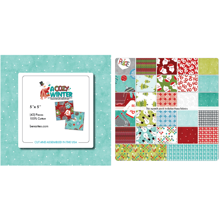 Charm Pack 5x5 Squares - Benartex A Cozy Winter - 40 5" Squares