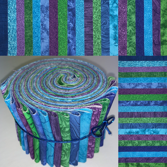 Deep Ocean 2.5" Roll - 20 Fabrics, 20 Total Strips