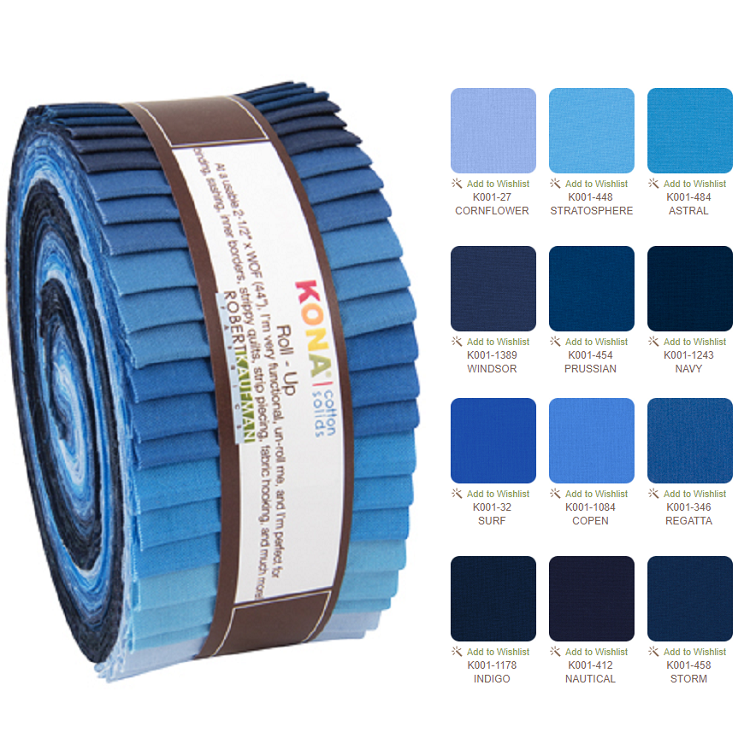 Robert Kaufman Kona Cotton Dusk to Dawn Palette Roll-up - 40 Strip Roll 