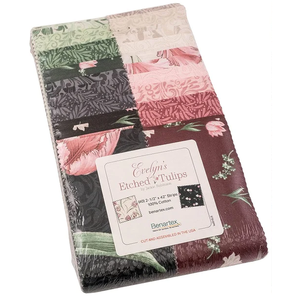 Benartex Evelyn's Etched Tulips Strip-pies - 40 2.5" Strips