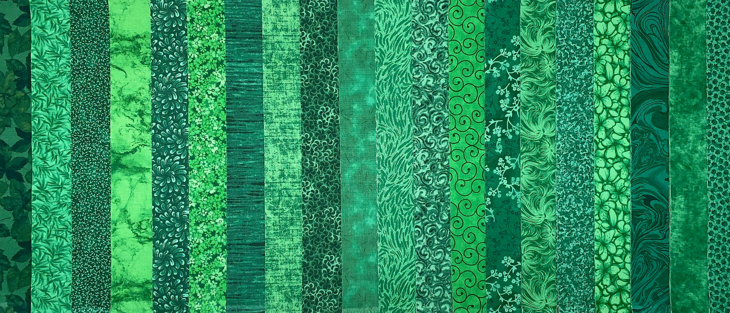 Evergreen 2.5" Roll - 20 Fabrics, 20 Total Strips
