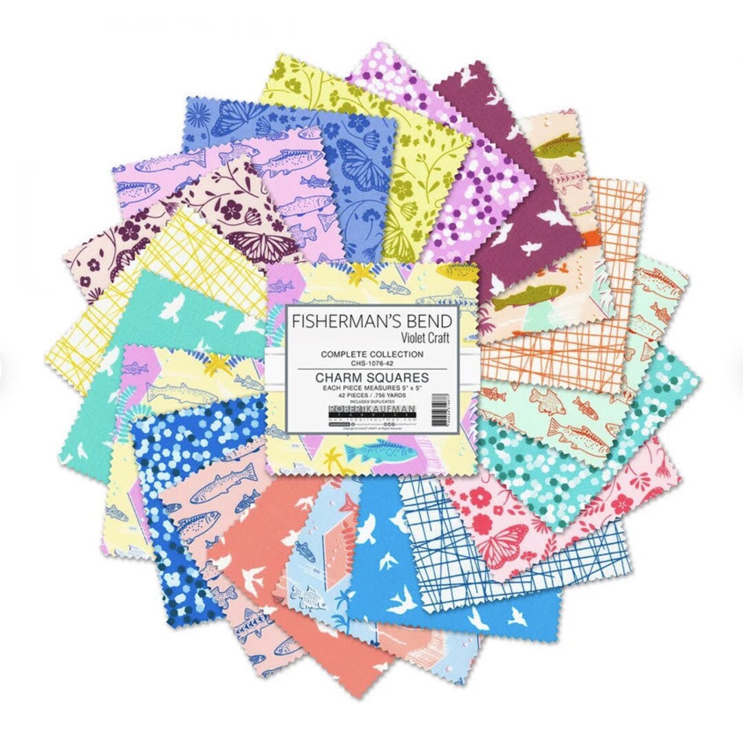 Charm Pack 5x5 Squares - Robert Kaufman "Fisherman's Bend" - 40 5" Squares