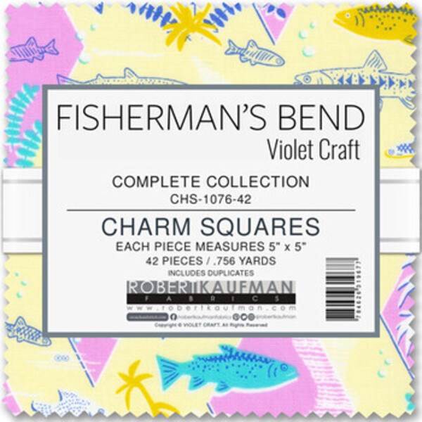 Charm Pack 5x5 Squares - Robert Kaufman "Fisherman's Bend" - 40 5" Squares