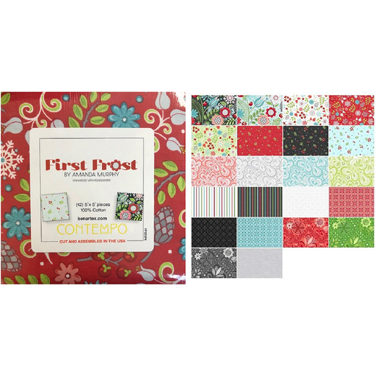 Charm Pack 5x5 Squares - Benartex First Frost - 40 5" Squares   