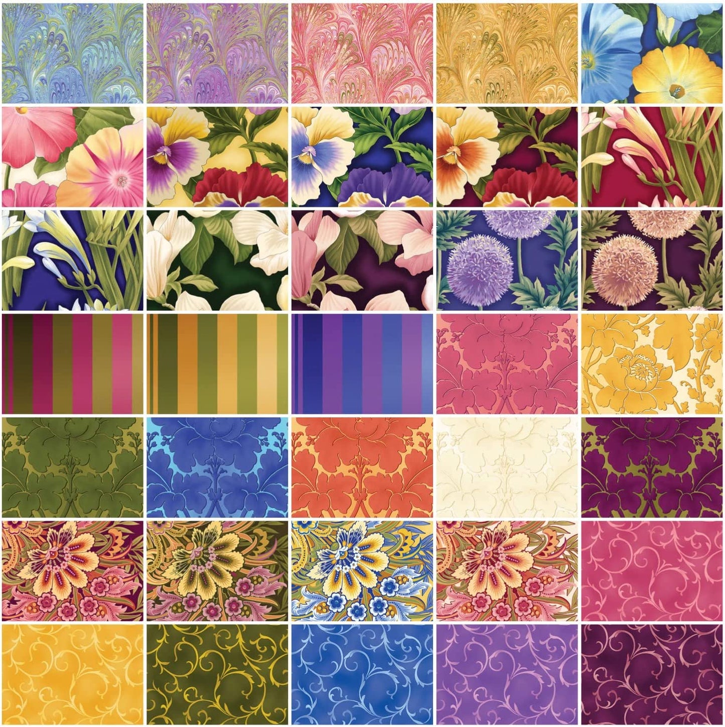 Benartex Flower Festival Strip-pies - 40 2.5" Strips