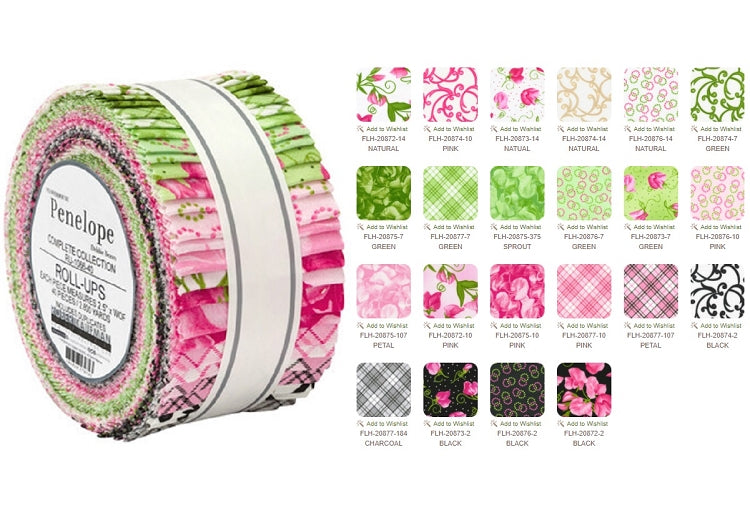 Robert Kaufman Flowerhouse: Penelope By Debbie Beaves Roll-up - 40 Strip Roll (RU-1066-40)
