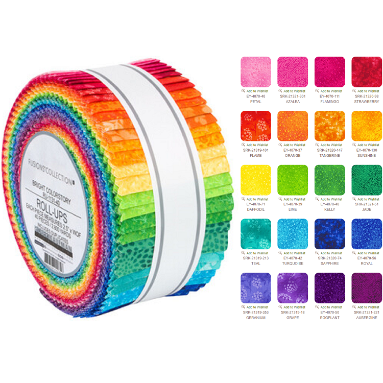 Robert Kaufman Fusions BRIGHT Roll-up - 40 Strip Roll