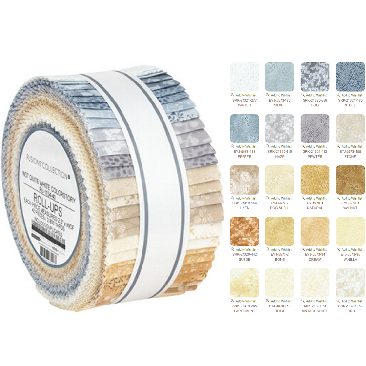 Robert Kaufman Fusions NOT QUITE WHITE Roll-up - 40 Strip Roll