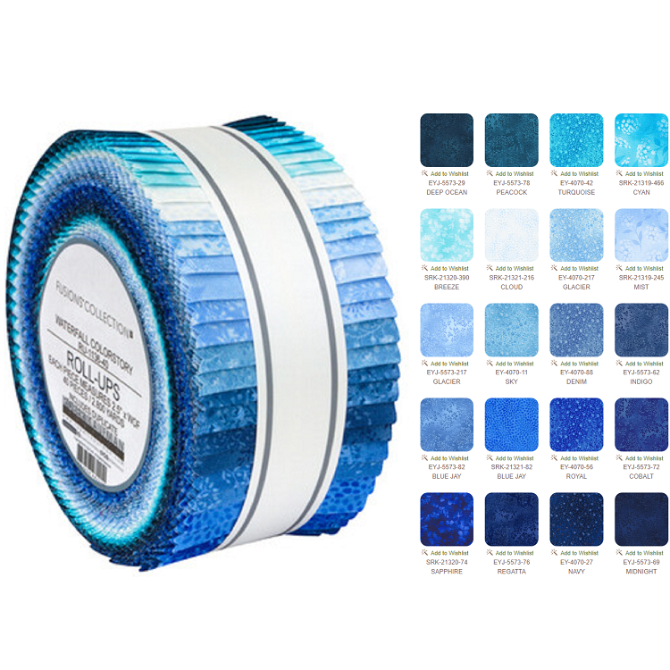 Robert Kaufman Fusions WATERFALL Roll-up - 40 Strip Roll