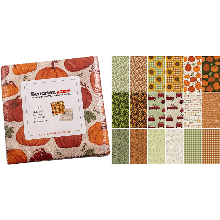 Charm Pack 5x5 Squares - Benartex Harvest Farm - 40 5" Squares