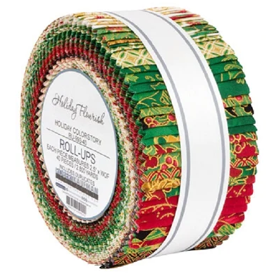 Robert Kaufman Holiday Flourish Holiday 2021 Roll-up - 40 Strip Roll