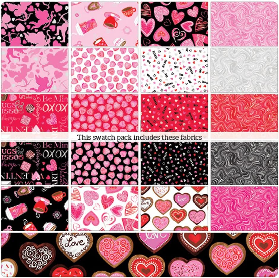 Benartex Hugs & Kisses Strip-pies - 40 2.5" Strips