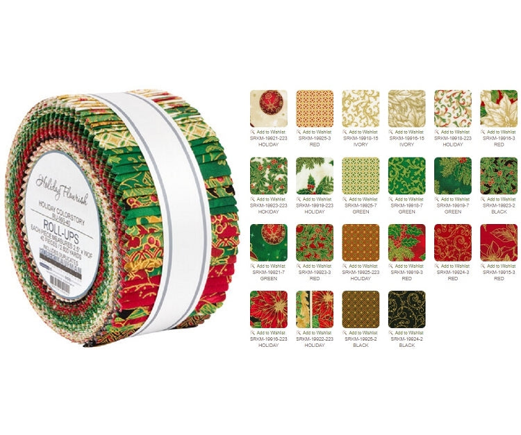 Robert Kaufman Holiday Flourish Holiday 2021 Roll-up - 40 Strip Roll