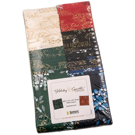 Benartex Holiday Sparkle Strip-pies - 40 2.5" Strips Flat Pack