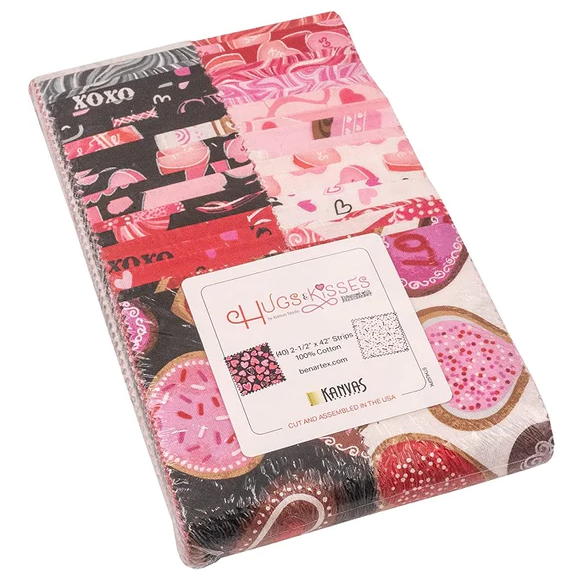 Benartex Hugs & Kisses Strip-pies - 40 2.5" Strips