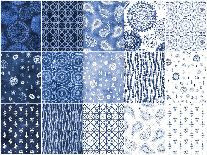 Wilmington Prints - 40 Karat Crystals - Indigo Splash