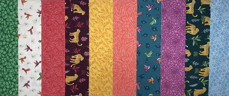 Jungle Featuring Andover Jeweltones 2.5" Roll - 20 Fabrics, 20 Total Strips