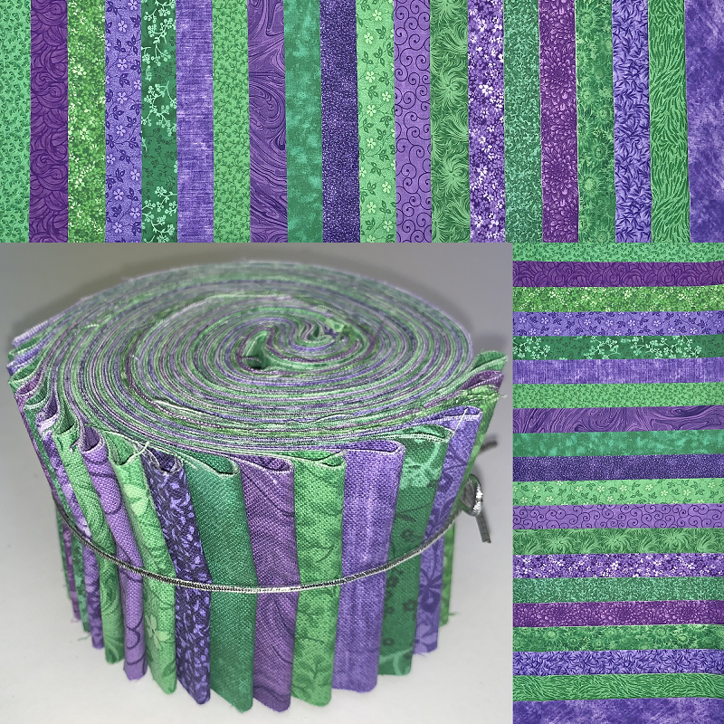 Leafy Lilac 2.5" Roll - 20 Fabrics, 20 Strips