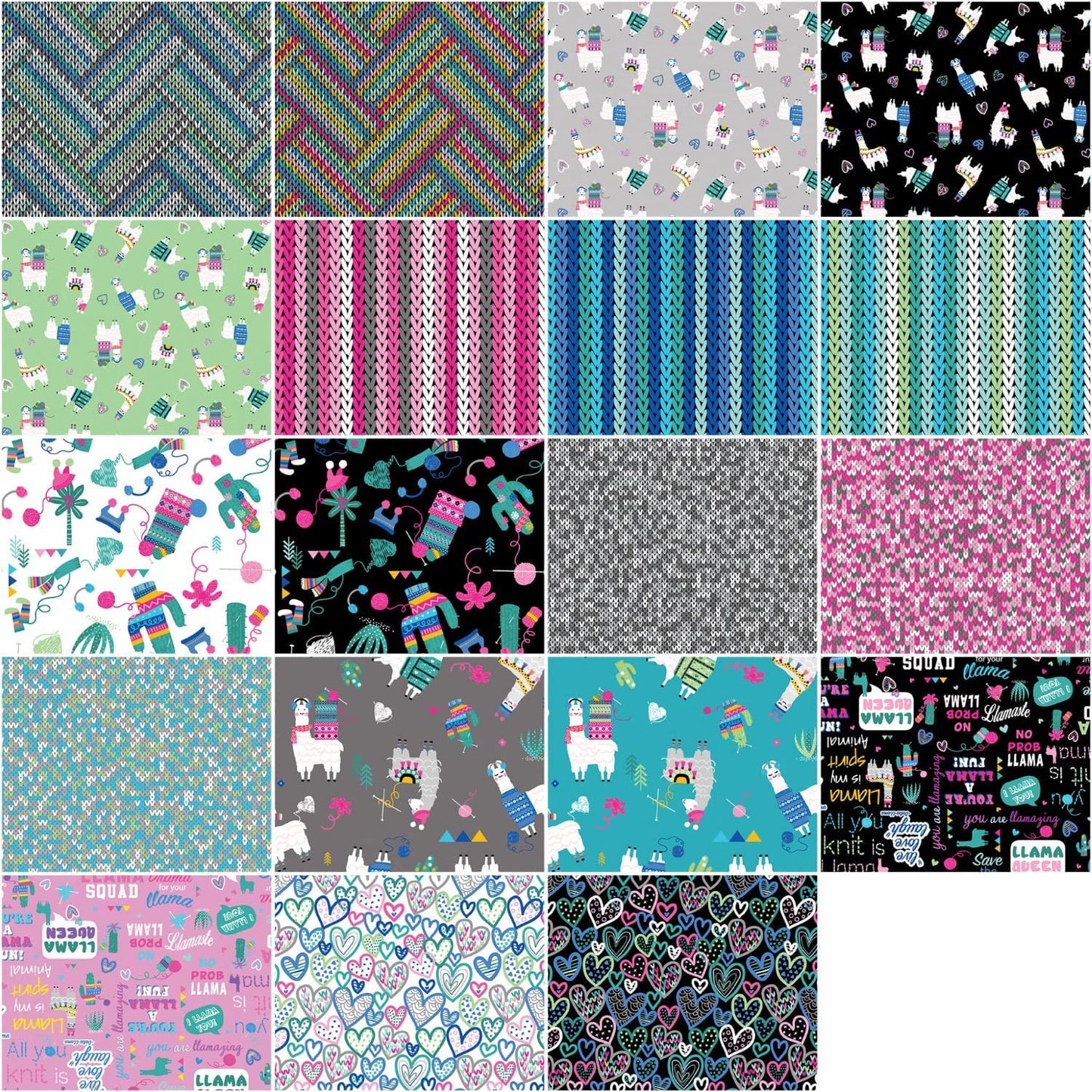 Benartex Llama Drama Strip-pies - 40 2.5" Strips