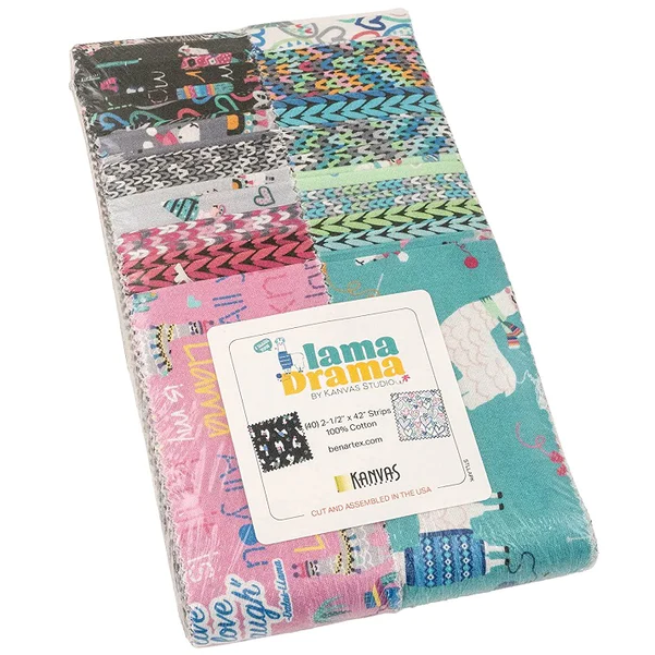 Benartex Llama Drama Strip-pies - 40 2.5" Strips