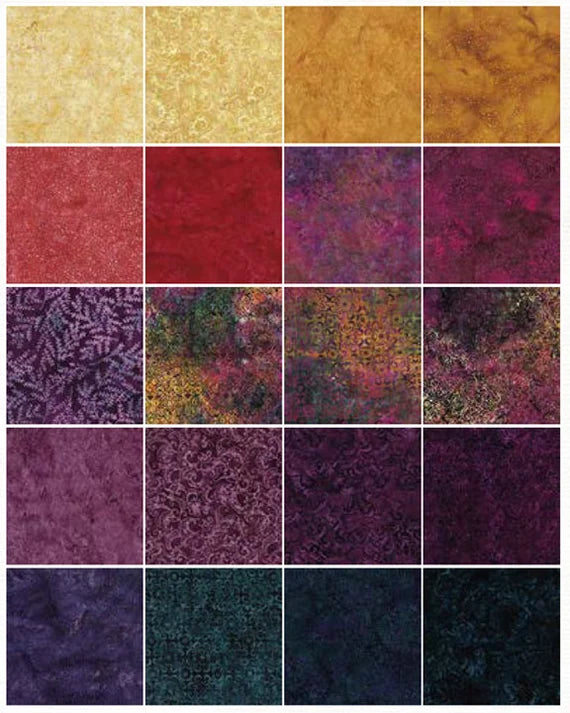 Island Batik - Midnight Glow - 20 Fabrics, 40 Total Strips