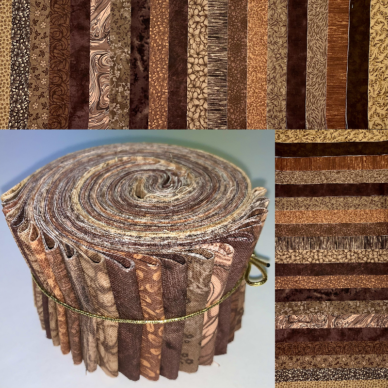 Milk Chocolate 2.5" Roll - 20 Fabrics, 20 Total Strips