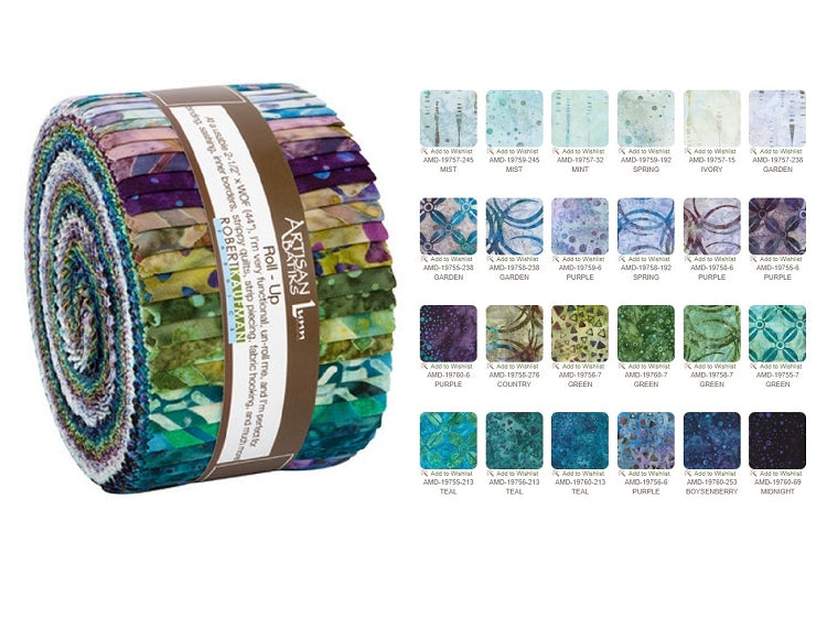 Robert Kaufman Artisan Batiks: Modern Twist Roll-up - 40 Total Strips