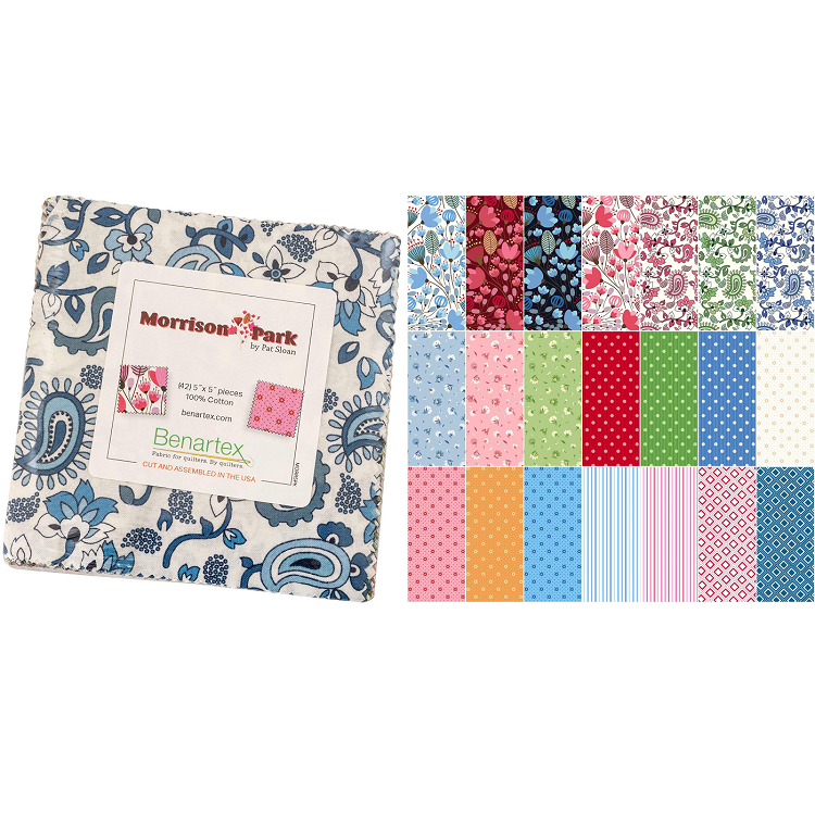 Charm Pack 5x5 Squares - Benartex Morrison Park - 40 5" Squares
