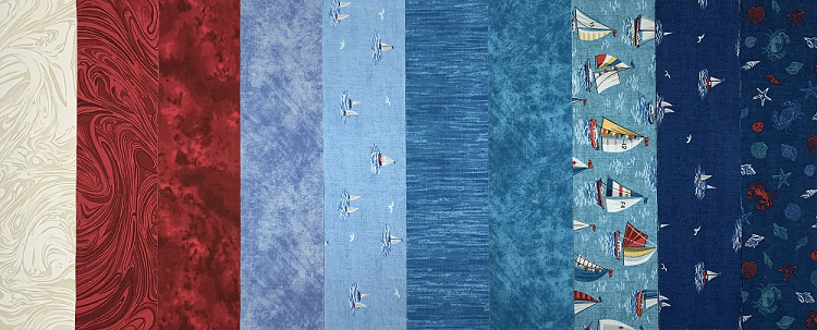 Nautical Featuring Andover "Nautical 2022" 2.5" Roll - 20 Fabrics, 20 Total Strips