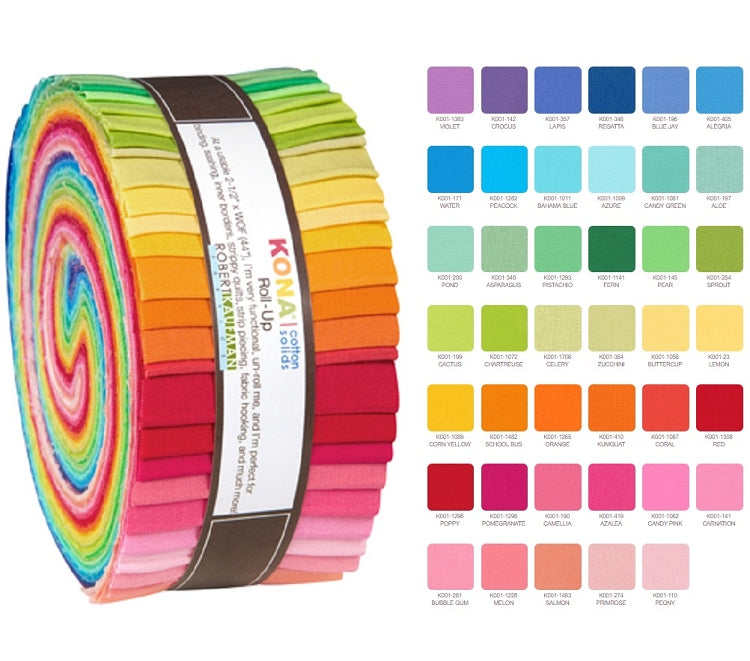 Robert Kaufman Kona Cotton New Bright Palette Roll-up - 41 Strip Roll