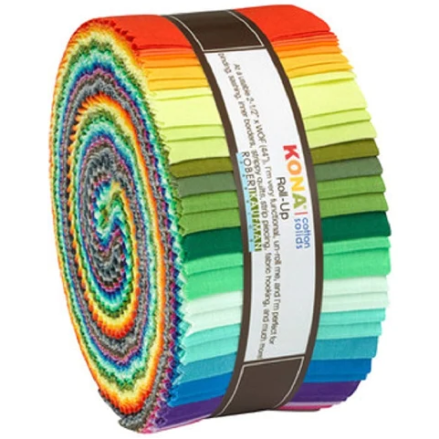 Robert Kaufman Kona Cotton 2019 New Colors Palette Roll-up - 40 Strip Roll