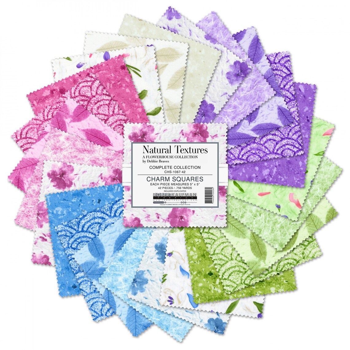 Charm Pack 5x5 Squares - Robert Kaufman "Natural Textures" - 40 5" Squares