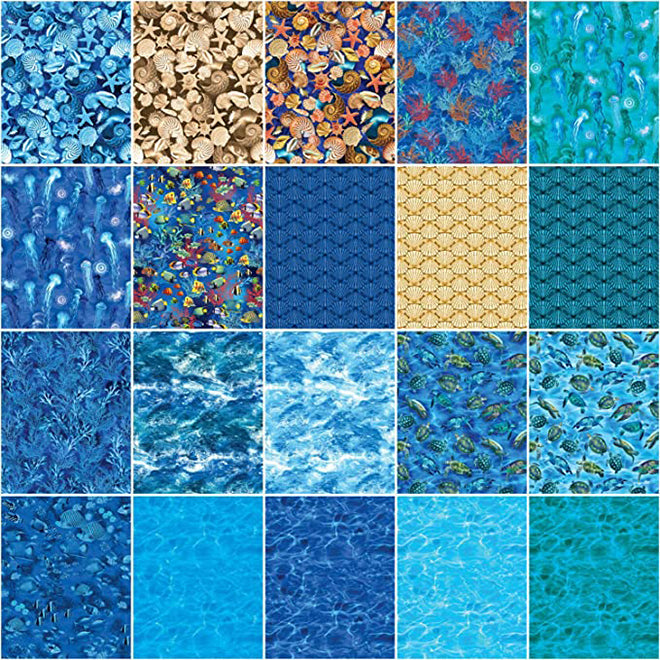 Benartex Oceana Strip-pies - 40 2.5" Strips Flat Pack