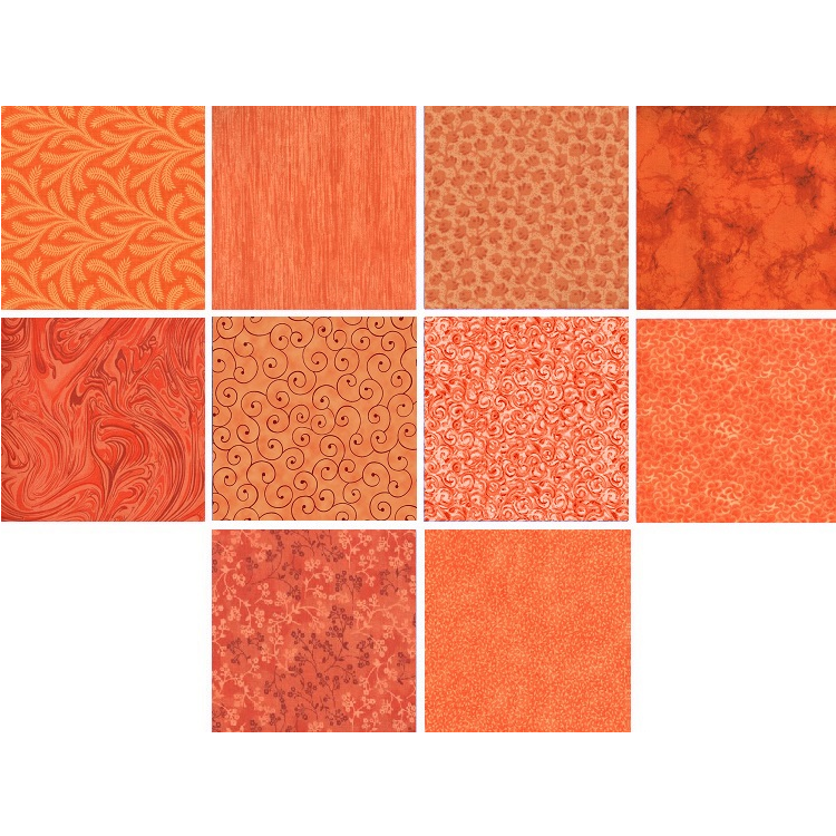 Charm Pack 5x5 Squares - Basic Colors Orange - 40 5" Squares