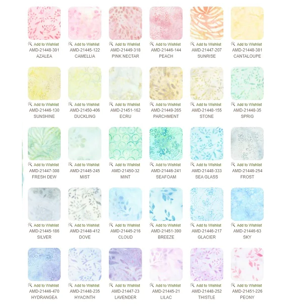 Robert Kaufman Artisan Batiks: Pastel Petals Roll-up - 40 Total Strips