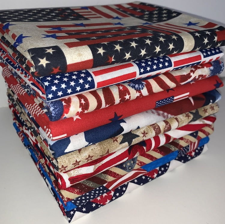 Patriotic Flags Half-yard Bundle - 10 Fabrics, 5 Total Yards