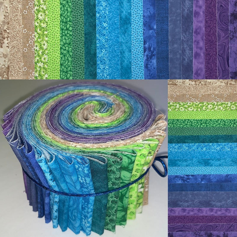 Peacock 2.5" Roll - 20 Fabrics, 20 Strips