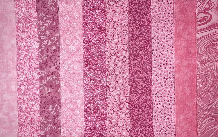 Basic Colors - Pink 2.5" Roll - 10 Fabrics, 20 Total Strips 