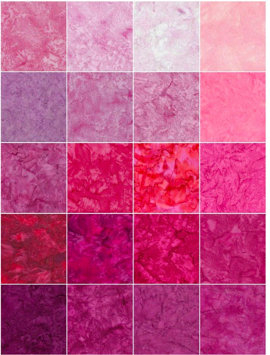 Island Batik - Precious Pink - 20 Fabrics, 40 Total Strips