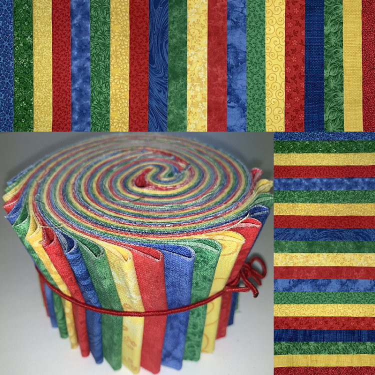 Primary Colors (And Green!) 2.5" Roll - 20 Fabrics, 20 Total Strips